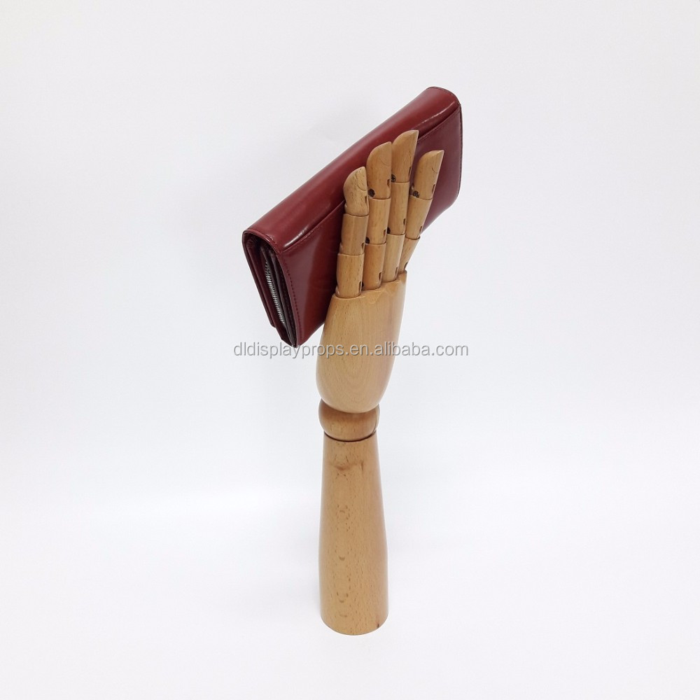 DL1261 Wooden hand manikin display female wood hand model in beech for handbag