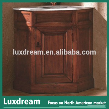 Traditional cherry wooden corner cabinet bathroom vanity combo