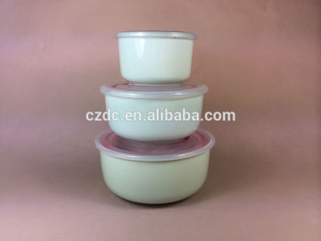 colorful enamel ceramic bowl with seal cover