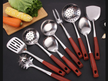 Household Stainless Steel Kitchenware Wood Cooking Kit