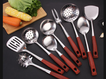 Household Stainless Steel Kitchenware Wood Cooking Kit