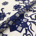 Navy Square Flower Lace Embroidery Fabric