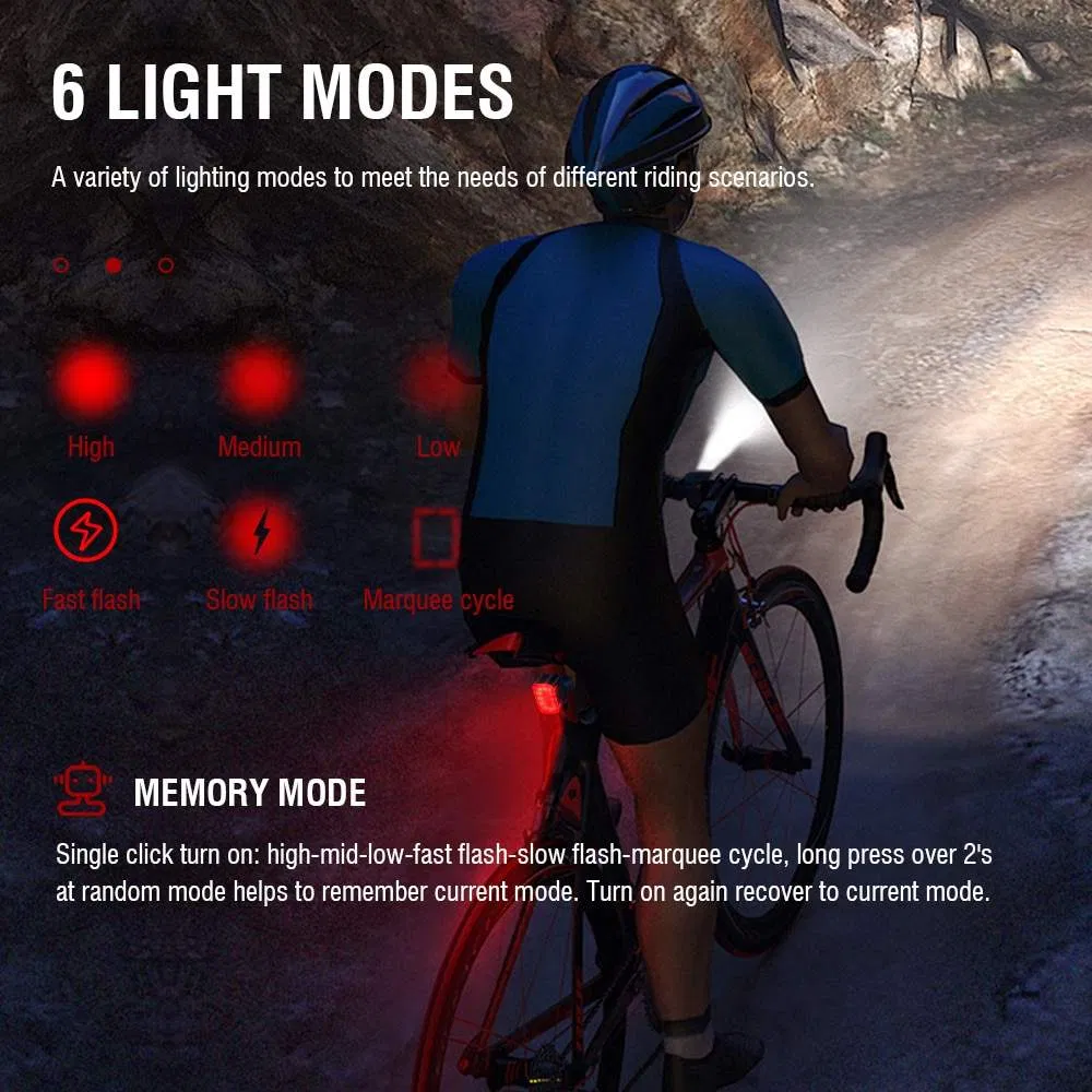 USB Rechargeable Waterproof LED Bike Light Set for Safe Night Riding