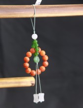Red Jade Green Accent Pendant Necklace