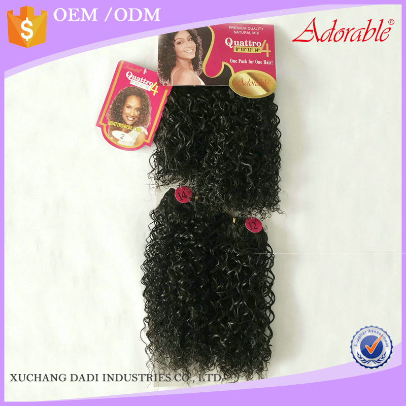 xuchang dadi hair factory yaki braiding hair quattro bebe curl 4pcs,small curly heat resistant fiber synthetic hair packing