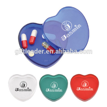 Plastic Promotional Heart shaped Pill Box Case