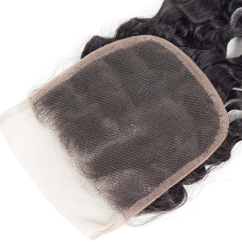 Raw virgin wholesale unprocessed cuticle aligned human brazilian hair water wave HD lace closure 4*4 and bundles