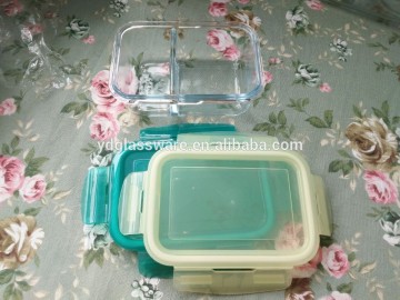 glass food container with plastic cover to keep food hot