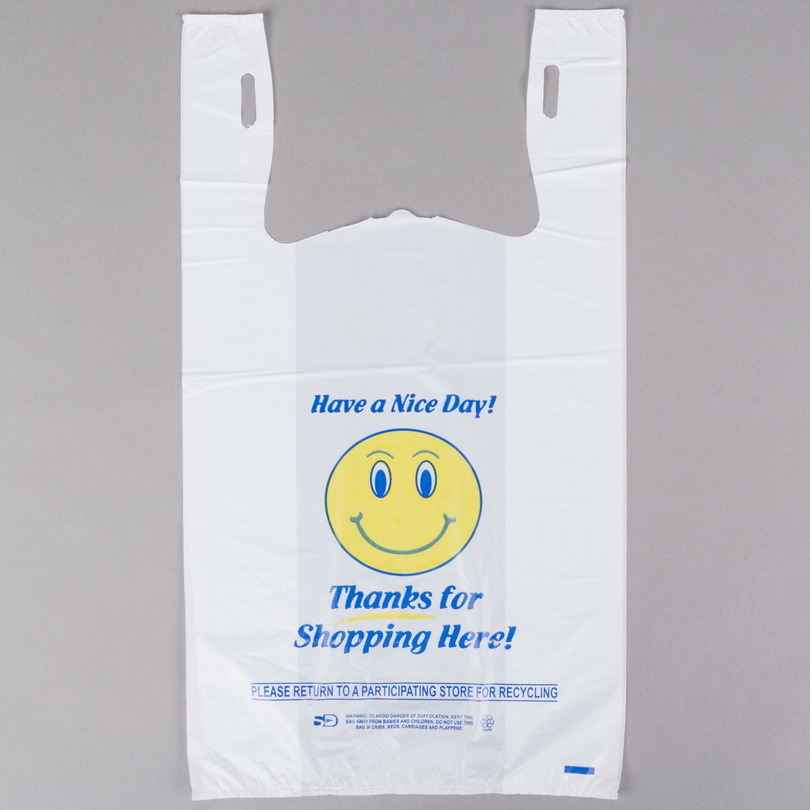 Plastic Thank You Printing Carrier Colorful Smiley Grocery Supermarket Shopping Bag
