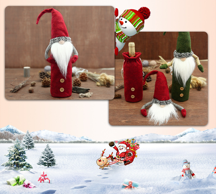 New Christmas Decoration Creative Rudolf Wine Gift Box Christmas Wine Bottle Bag Champagne Bottle Set Decoration Supplies