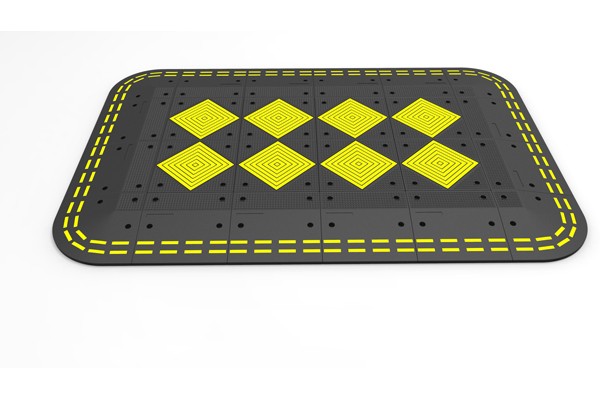 Black & Yellow Portable Rubber Road Safety Speed Cushion