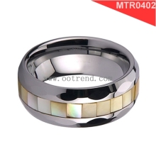 Tungsten carbide grooving Seashell inlay shell ring