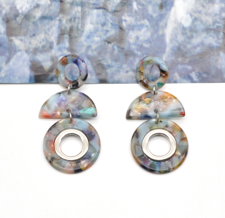 2021 round shape marble acetate elegant inspired earrings women