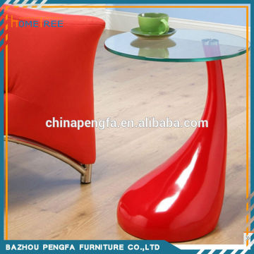 Metal end table with tempered glass top