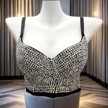 Wholesale Bright Diamond Bra Tops: Beaded Sling Vests & Shiny Bra Collections