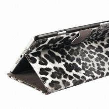 Black leopard leather case for iPad