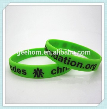 logo infilled green color tie dye silicone rubber wristband