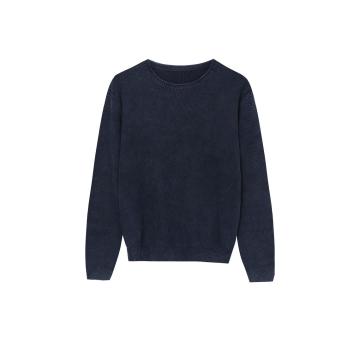 Men's Knitted Garment-Dye Stone-Wash Honey Comb Pullover