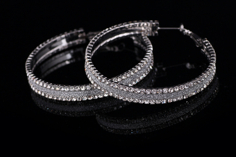 60mm 70mm silver large hoop earrings copper quality austria crystal metal hoops with rhinestone