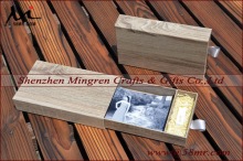 6x4 and 6x8 wooden texture sliding drawer USB packging gift box with photo box