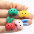 Nieuwe Mooie Glimlach Konijn Hars Plat Cabochon Kawaii Cartoon Dier Gelukkig Bunny Plaksteen Craft Voor Scrapbooking Haarelastiekjes DIY