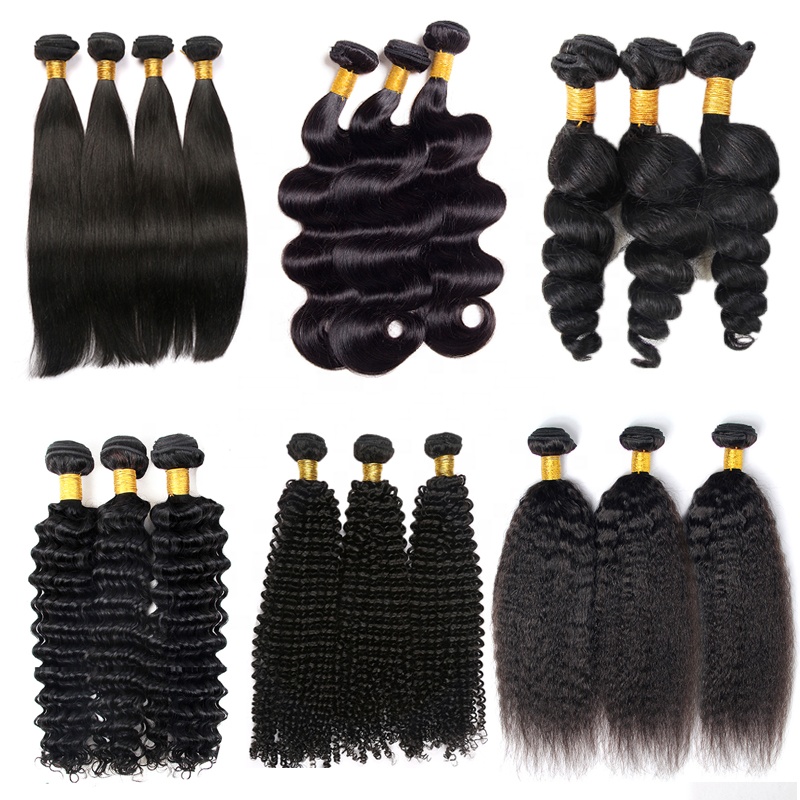 human hair bundles  raw indian hair, natural color cuticle aligned  hair, deep wave hair products