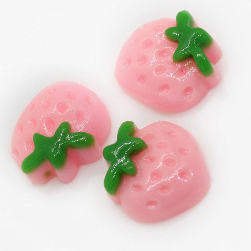 Kawaii Pink Strawberry Beads Charms 100pcs For Handmade Craft Decor Charms Miniature Ornament Factory Supply