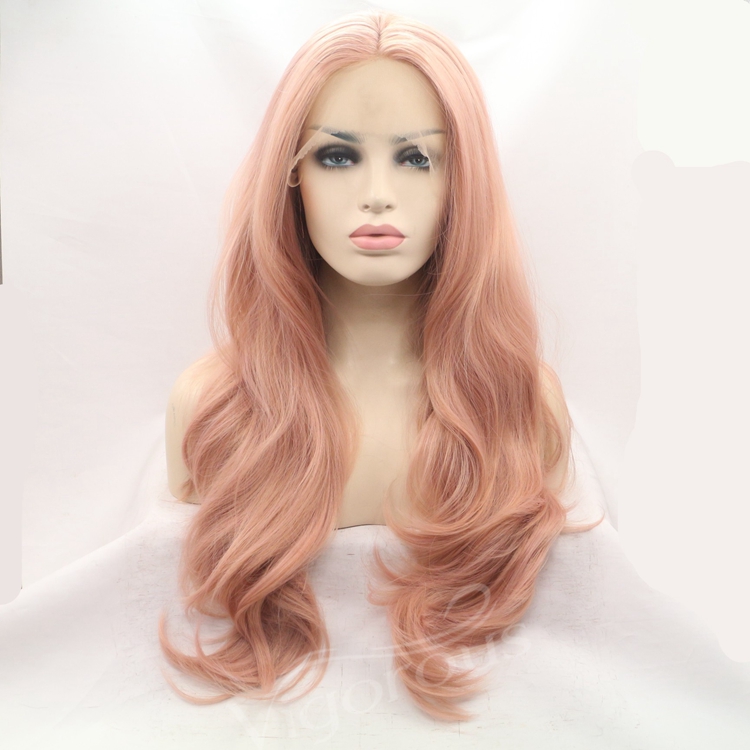 Vigorous mono long premium high quality straight wholesale black women synthetic hair wigs with lace front
