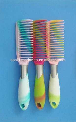 New design beauty comb hair brush with colorful handle , colourful personalized combs hair brush made in china