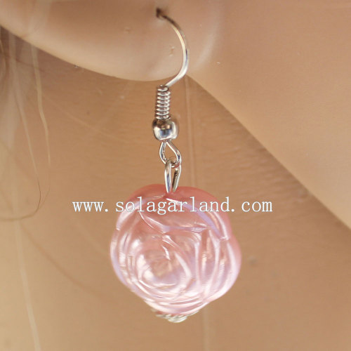 Pendiente moldeado popular de la rosa de la perla de imitación del ABS