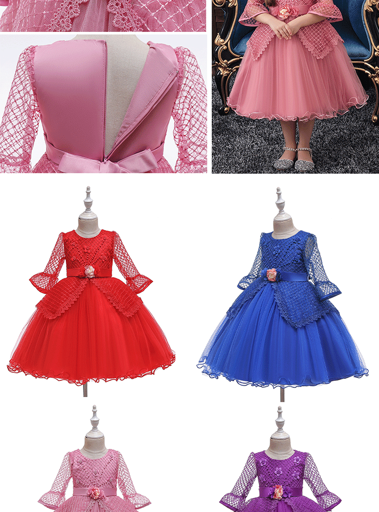 Children's Clothing Spring And Summer Models Flower Girls Dress Children's Lace Princess Dress Mesh Dress