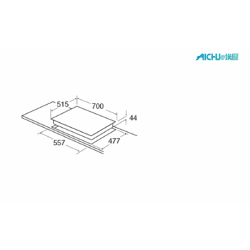 Five burner gas on glass hob