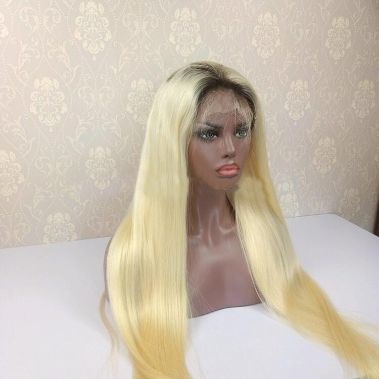 Wholesale Factory Human hair wig,#613 front lace wig can be dyed,Brazilian hair Straight Lace frontal wigs with baby hair