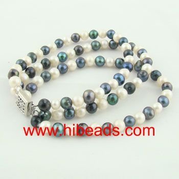 Freshwater black and black pearl bracelet FPB0043