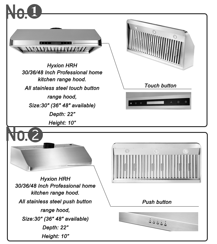 Hyxion Black steel Hot plate crop hood stove extractor hood STAINLESS STEEL EXTRACTOR with Cook