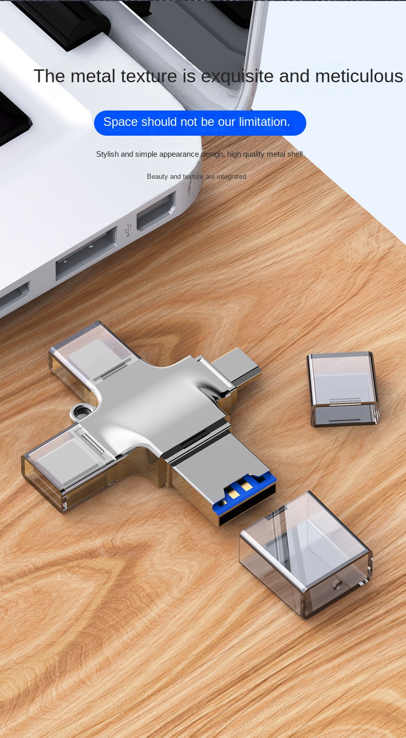 Micro Card Adapter USB 3.0 Micro SD to USB Card Reader OTG USB for Lightning Type Adapter 4 In 1 TF SD Card Reader