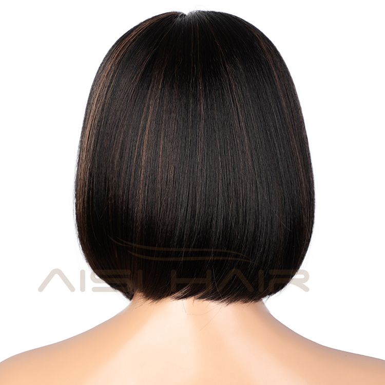 Aisi Hair Top Quality Mixed Black Brown Short Bob Wig Silky Straight Wig Natural Wave Synthetic Cheap Wigs For Black Women