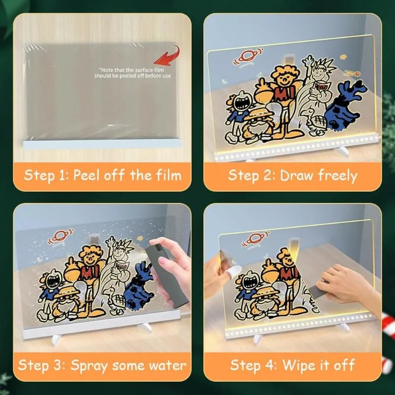 Creative LED Light Drawing Board for Home Decor Message Board