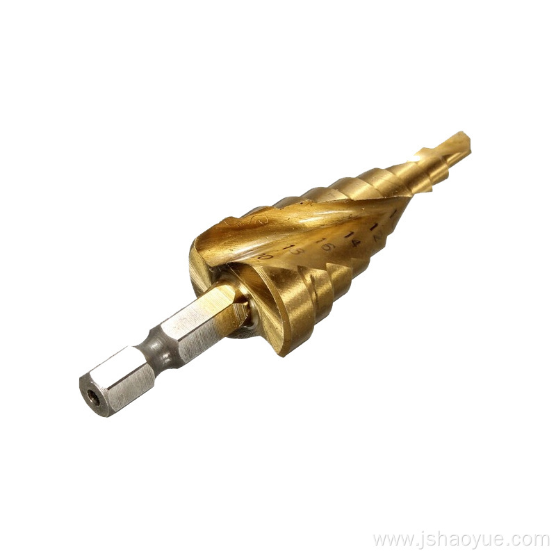 HSS Hex Shank Spiral Flute Step Drill Bit