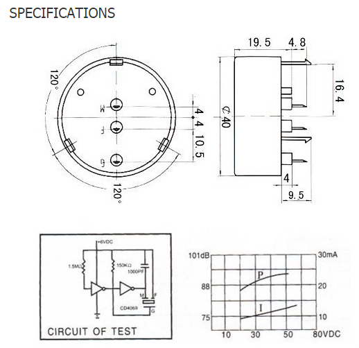 40*19mm buzzer with pin