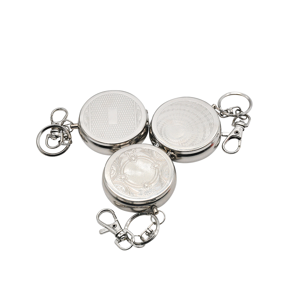 Portable Silver Color Pocket Watch Shape Ashtray Metal Ashtray With Key Chain