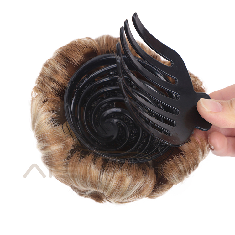 Aisi Hair Synthetic Fiber Plastic Comb Hair Extension Curly Claw On Ponytail 9 Flowers Blonde Chignon Bun Hairpieces For Women