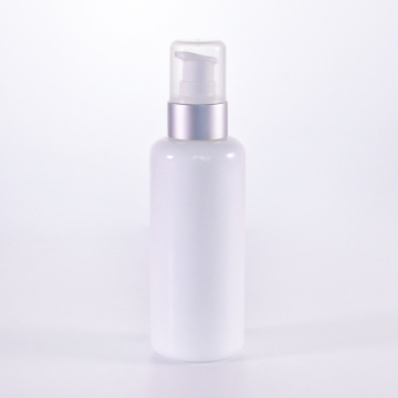 Botol lotion kaca putih dengan pompa perak