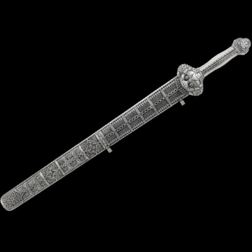 Ming Dynasty Yongle Sword Original Sculpture Pure Silver Set Meteorite Iron Forging