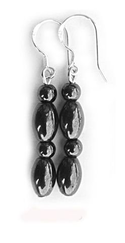 Boucle d&#39;oreille double hématite avec crochet en argent 925