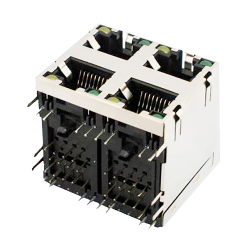 RJ45 Side Entry 2X2P Mit LED & EMI