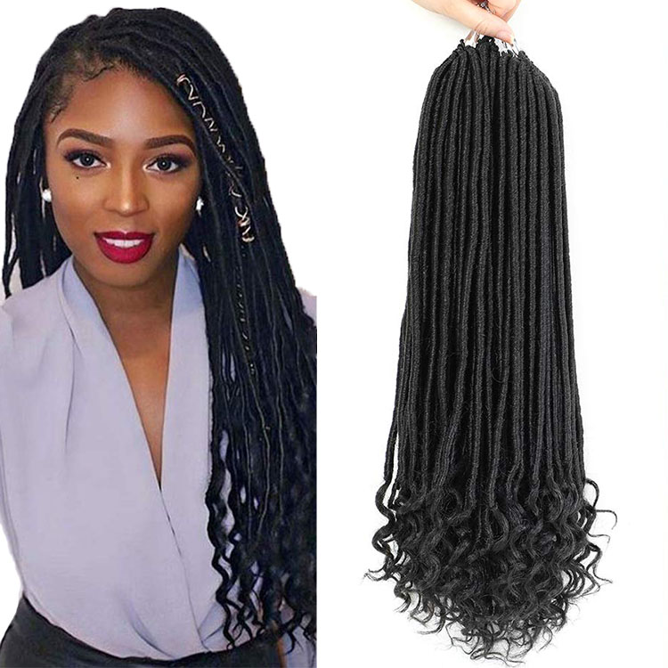 Curly Goddess Locs Crochet Hair Africa Twist Goddess Faux Locs Hair Extensions Solid And Ombre Color Synthetic Fiber Braids