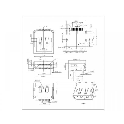 Display Port Female Plain Top Without Edge Curl