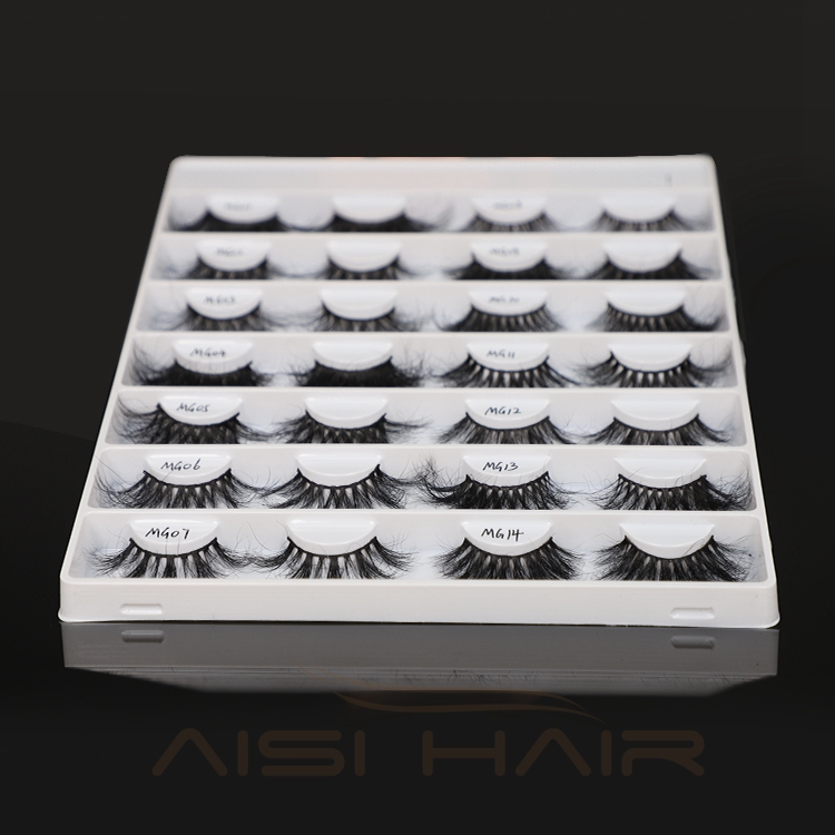 Aisi Hair Wholesale 27 mm 3D 5D Eyelashes With Customized Package Long Fluffy Thick Mink Fur False Eye Lash Vendor