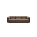 Curvy Three-seater Grey Fabric Upholstered Swell Sofa